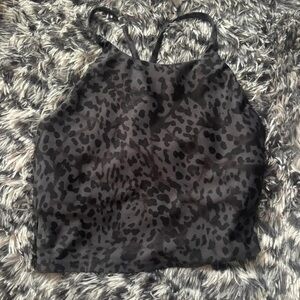 Old Navy Charcoal Leopard Crop Top